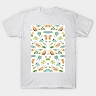 Abstract Mid Century modern Watercolor in Teal Orange and Green T-Shirt